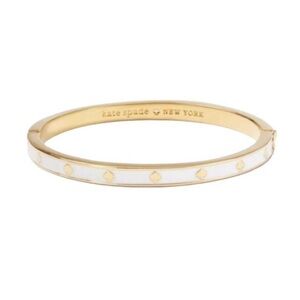 KATE SPADE HINGE GOLD TONE AND WHITE ENAMEL BANGLE BRACELET